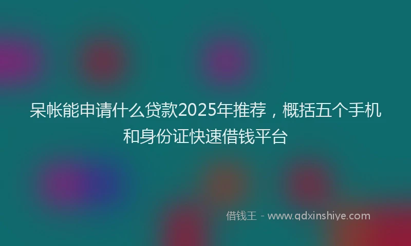 呆帐能申请什么贷款2025年推荐，概括五个手机和身份证快速借钱平台