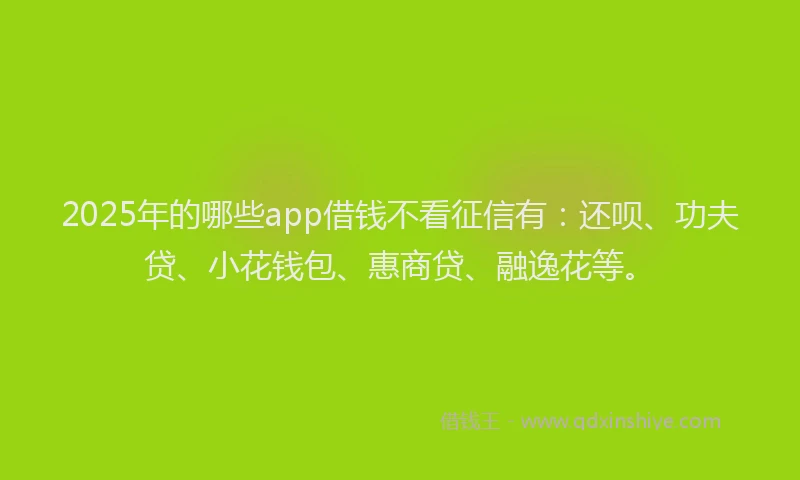 2025年的哪些app借钱不看征信有：还呗、功夫贷、小花钱包、惠商贷、融逸花等。