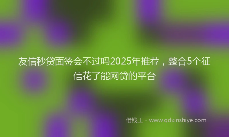 友信秒贷面签会不过吗2025年推荐，整合5个征信花了能网贷的平台