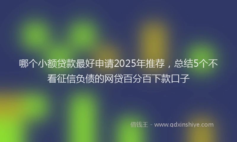 哪个小额贷款最好申请2025年推荐，总结5个不看征信负债的网贷百分百下款口子