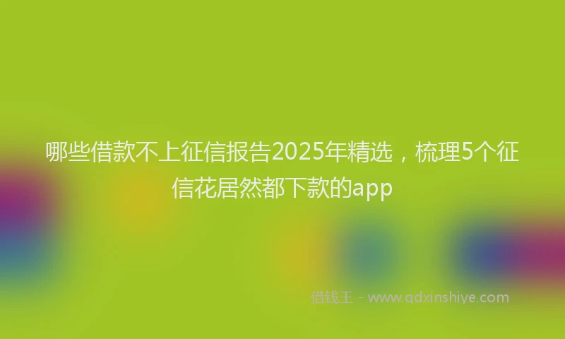 哪些借款不上征信报告2025年精选，梳理5个征信花居然都下款的app