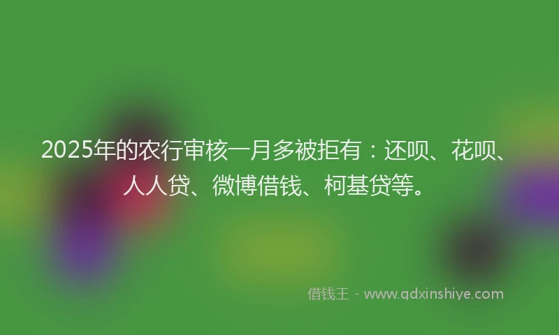 2025年的农行审核一月多被拒有：还呗、花呗、人人贷、微博借钱、柯基贷等。
