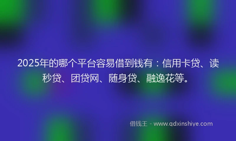 2025年的哪个平台容易借到钱有：信用卡贷、读秒贷、团贷网、随身贷、融逸花等。