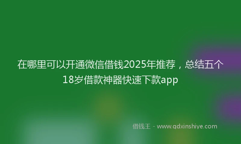 在哪里可以开通微信借钱2025年推荐，总结五个18岁借款神器快速下款app