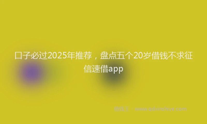 口子必过2025年推荐，盘点五个20岁借钱不求征信速借app