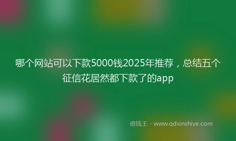哪个网站可以下款5000钱2025年推荐，总结五个征信花居然都下款了的app