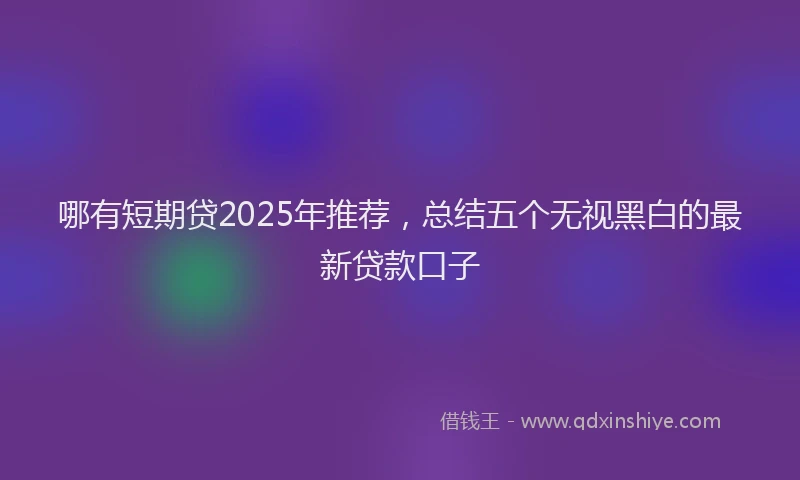 哪有短期贷2025年推荐，总结五个无视黑白的最新贷款口子