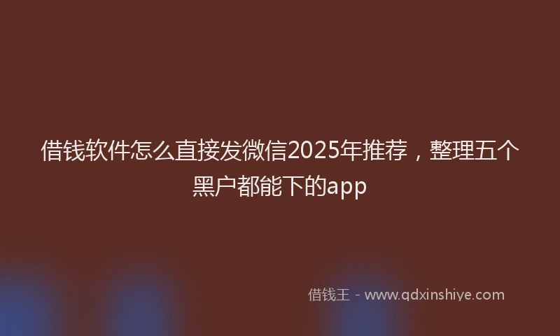 借钱软件怎么直接发微信2025年推荐，整理五个黑户都能下的app