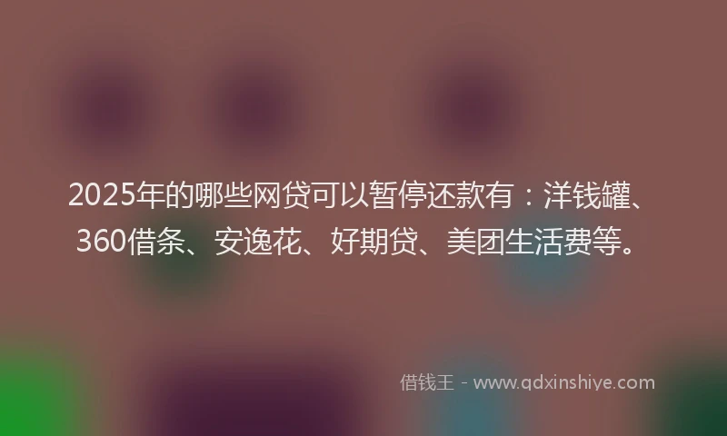 2025年的哪些网贷可以暂停还款有：洋钱罐、360借条、安逸花、好期贷、美团生活费等。