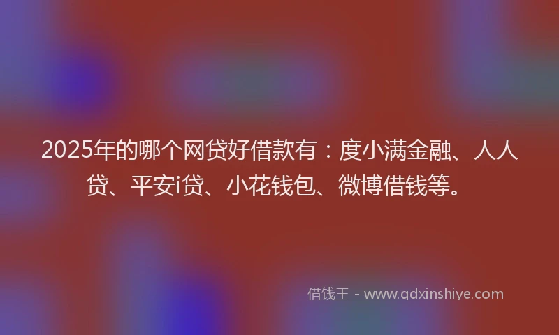 2025年的哪个网贷好借款有：度小满金融、人人贷、平安i贷、小花钱包、微博借钱等。