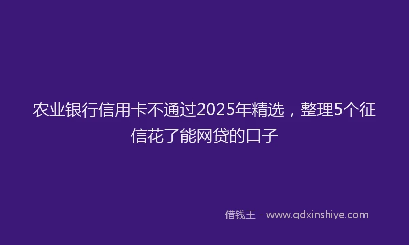 农业银行信用卡不通过2025年精选，整理5个征信花了能网贷的口子