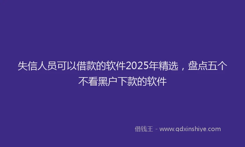 失信人员可以借款的软件2025年精选，盘点五个不看黑户下款的软件