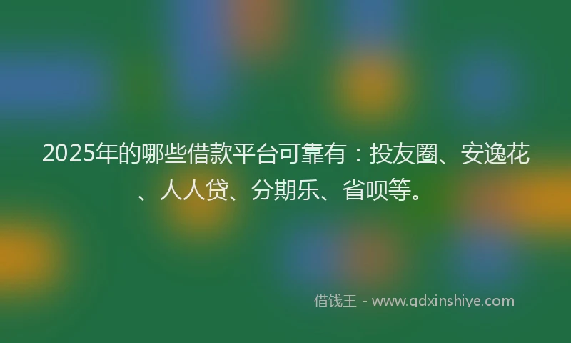 2025年的哪些借款平台可靠有：投友圈、安逸花、人人贷、分期乐、省呗等。