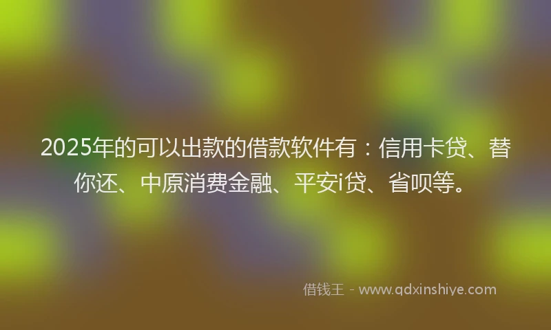 2025年的可以出款的借款软件有：信用卡贷、替你还、中原消费金融、平安i贷、省呗等。