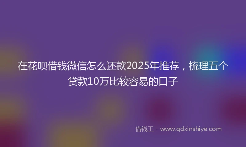 在花呗借钱微信怎么还款2025年推荐，梳理五个贷款10万比较容易的口子