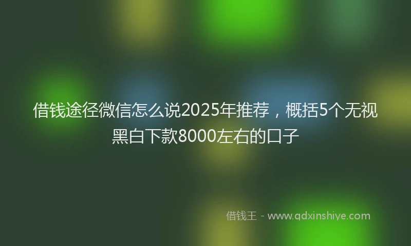 借钱途径微信怎么说2025年推荐，概括5个无视黑白下款8000左右的口子