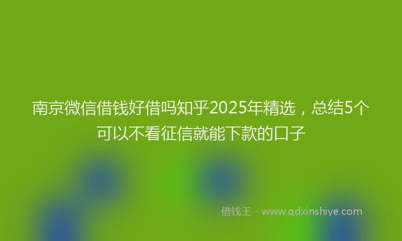 南京微信借钱好借吗知乎2025年精选，总结5个可以不看征信就能下款的口子