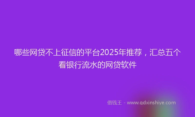 哪些网贷不上征信的平台2025年推荐，汇总五个看银行流水的网贷软件