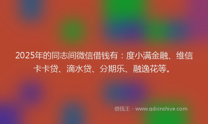 2025年的同志间微信借钱有：度小满金融、维信卡卡贷、滴水贷、分期乐、融逸花等。
