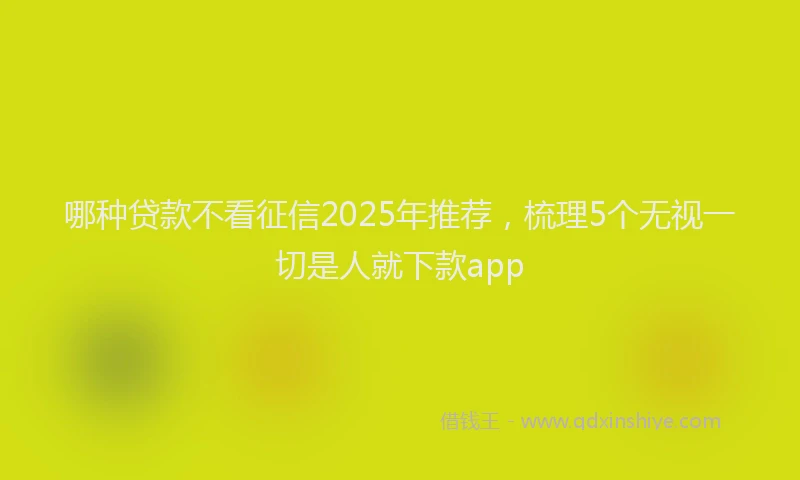 哪种贷款不看征信2025年推荐，梳理5个无视一切是人就下款app