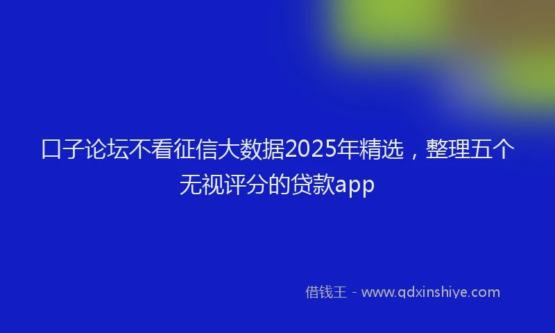 口子论坛不看征信大数据2025年精选，整理五个无视评分的贷款app