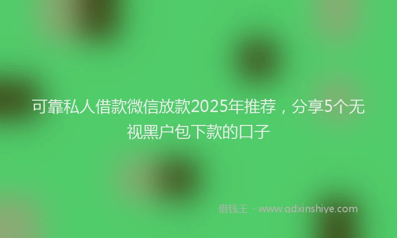 可靠私人借款微信放款2025年推荐，分享5个无视黑户包下款的口子