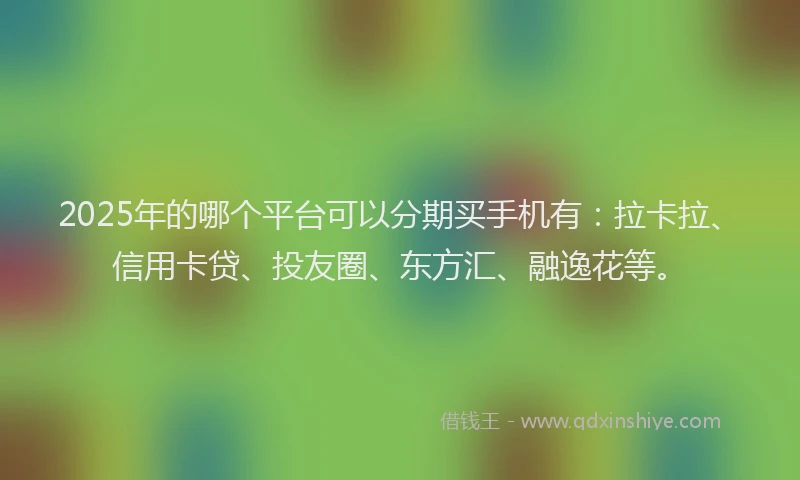 2025年的哪个平台可以分期买手机有：拉卡拉、信用卡贷、投友圈、东方汇、融逸花等。