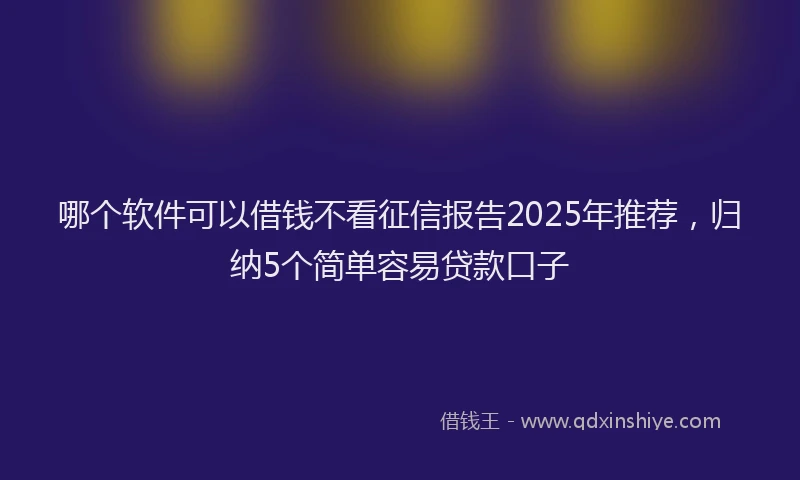 哪个软件可以借钱不看征信报告2025年推荐，归纳5个简单容易贷款口子