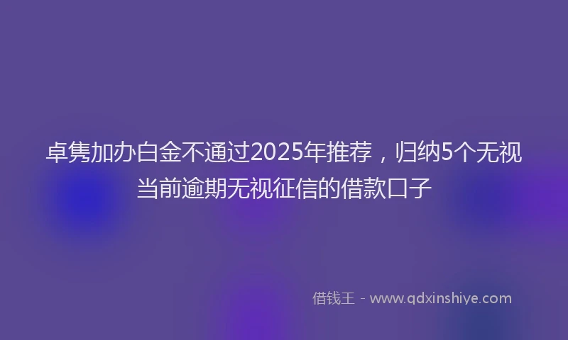 卓隽加办白金不通过2025年推荐，归纳5个无视当前逾期无视征信的借款口子