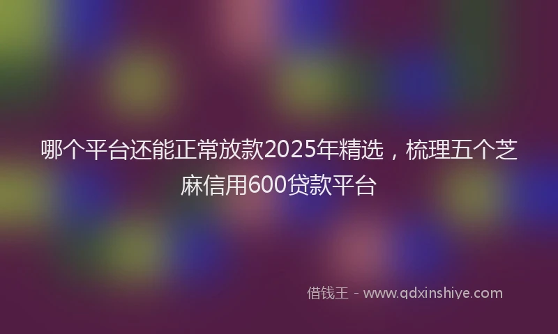 哪个平台还能正常放款2025年精选，梳理五个芝麻信用600贷款平台
