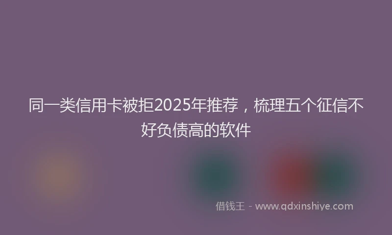 同一类信用卡被拒2025年推荐，梳理五个征信不好负债高的软件