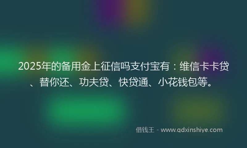 2025年的备用金上征信吗支付宝有：维信卡卡贷、替你还、功夫贷、快贷通、小花钱包等。