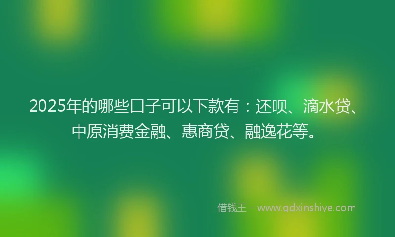2025年的哪些口子可以下款有：还呗、滴水贷、中原消费金融、惠商贷、融逸花等。