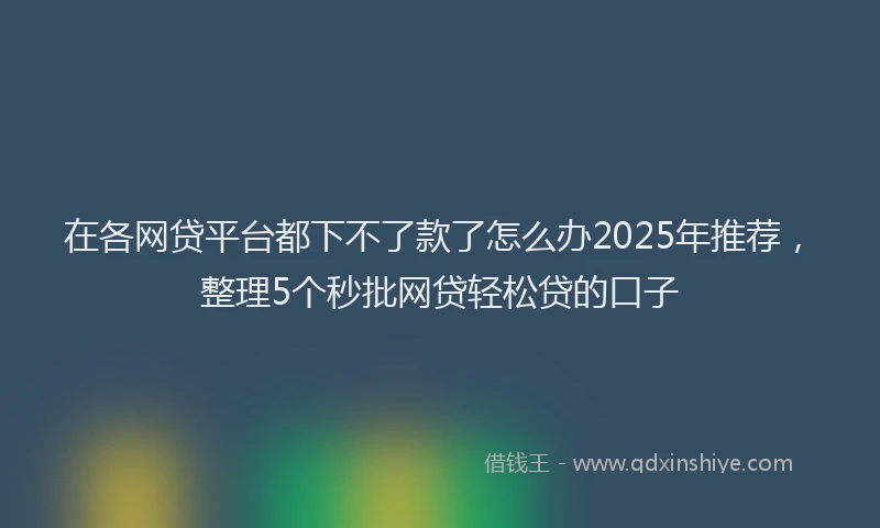 在各网贷平台都下不了款了怎么办2025年推荐，整理5个秒批网贷轻松贷的口子