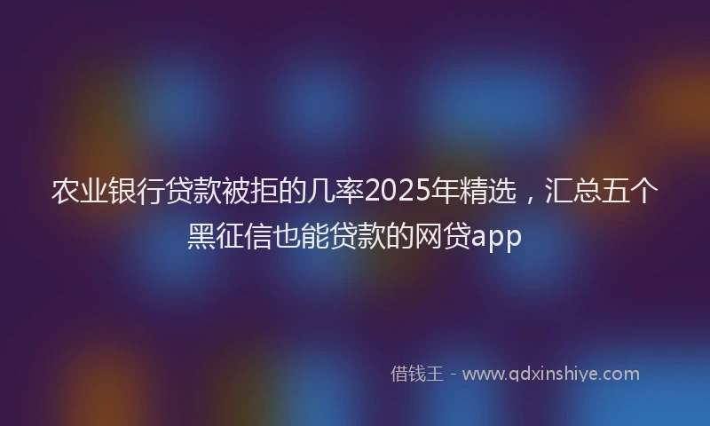农业银行贷款被拒的几率2025年精选，汇总五个黑征信也能贷款的网贷app