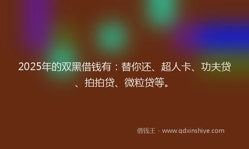 2025年的双黑借钱有：替你还、超人卡、功夫贷、拍拍贷、微粒贷等。