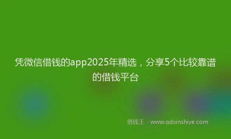 凭微信借钱的app2025年精选，分享5个比较靠谱的借钱平台