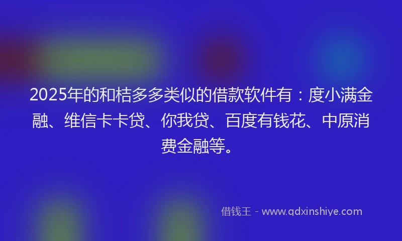 2025年的和桔多多类似的借款软件有：度小满金融、维信卡卡贷、你我贷、百度有钱花、中原消费金融等。