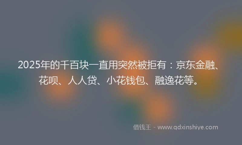 2025年的千百块一直用突然被拒有：京东金融、花呗、人人贷、小花钱包、融逸花等。