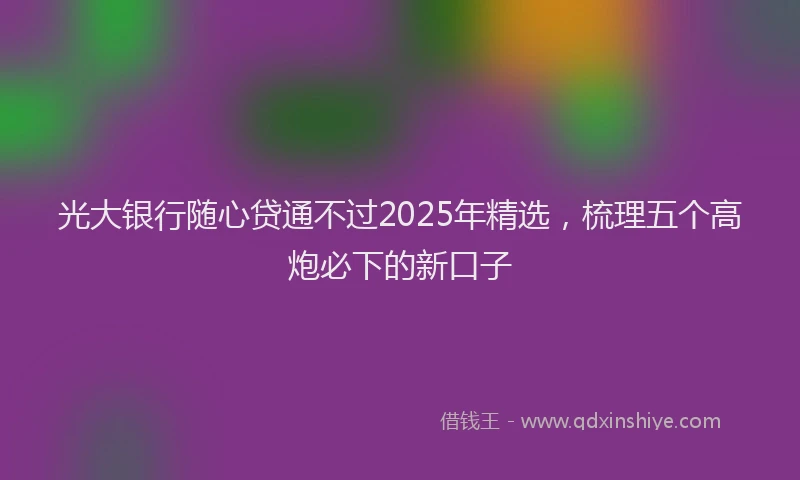 光大银行随心贷通不过2025年精选，梳理五个高炮必下的新口子