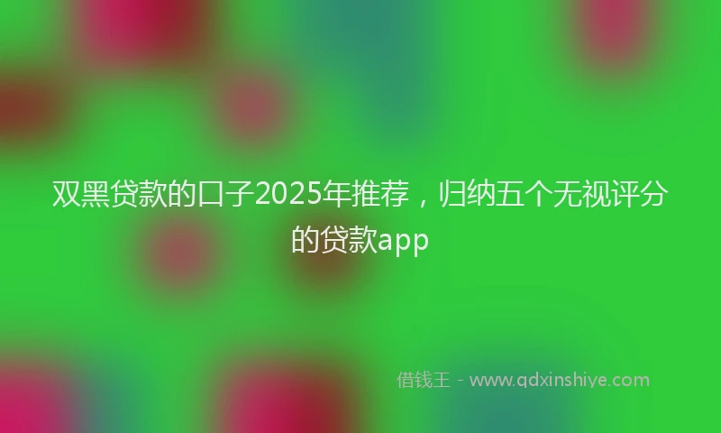 双黑贷款的口子2025年推荐，归纳五个无视评分的贷款app