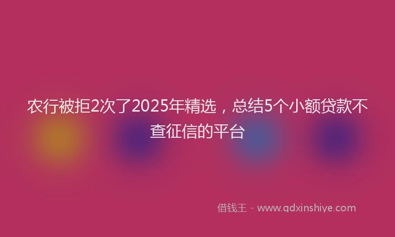 农行被拒2次了2025年精选，总结5个小额贷款不查征信的平台