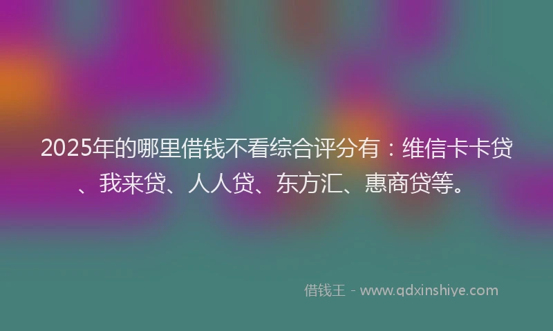 2025年的哪里借钱不看综合评分有：维信卡卡贷、我来贷、人人贷、东方汇、惠商贷等。