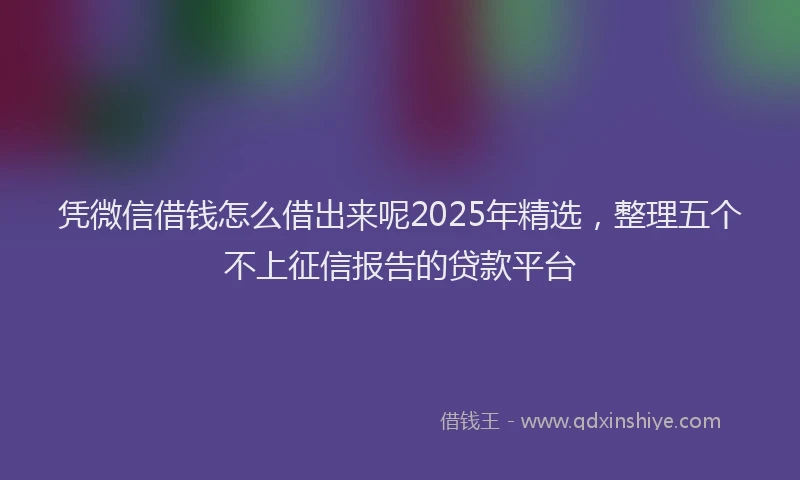 凭微信借钱怎么借出来呢2025年精选，整理五个不上征信报告的贷款平台