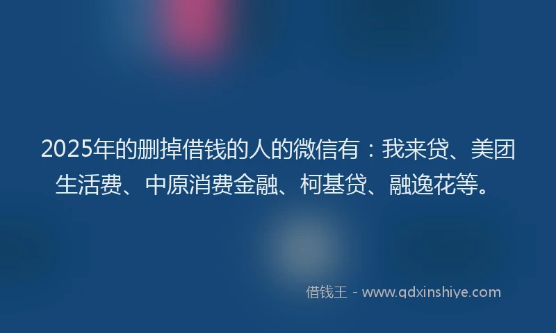 2025年的删掉借钱的人的微信有：我来贷、美团生活费、中原消费金融、柯基贷、融逸花等。