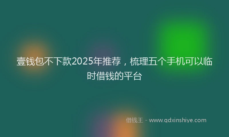 壹钱包不下款2025年推荐，梳理五个手机可以临时借钱的平台