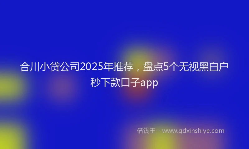 合川小贷公司2025年推荐，盘点5个无视黑白户秒下款口子app