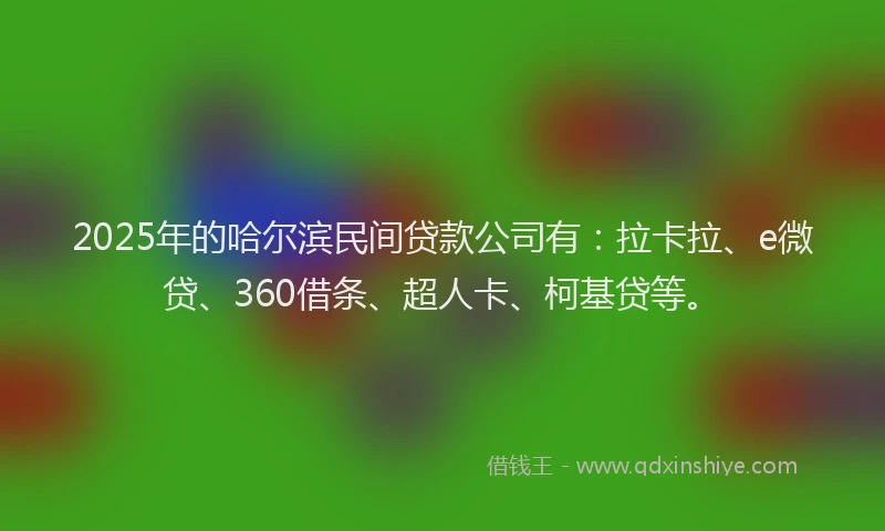2025年的哈尔滨民间贷款公司有：拉卡拉、e微贷、360借条、超人卡、柯基贷等。