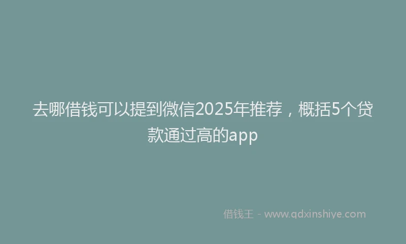 去哪借钱可以提到微信2025年推荐，概括5个贷款通过高的app