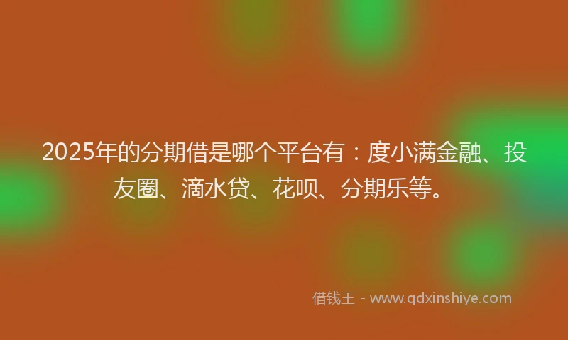 2025年的分期借是哪个平台有：度小满金融、投友圈、滴水贷、花呗、分期乐等。